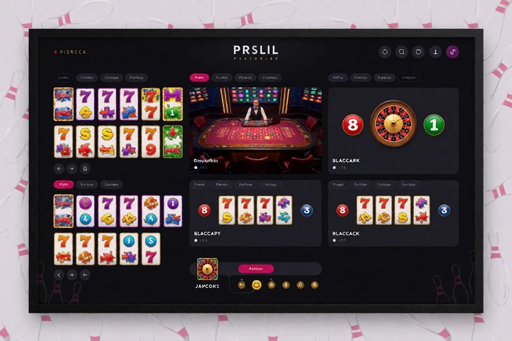 DudeSpin-Kategorienavigation mit getrennten Bereichen f&uuml;r Online Slots, Live Casino, Tischspiele und Jackpots